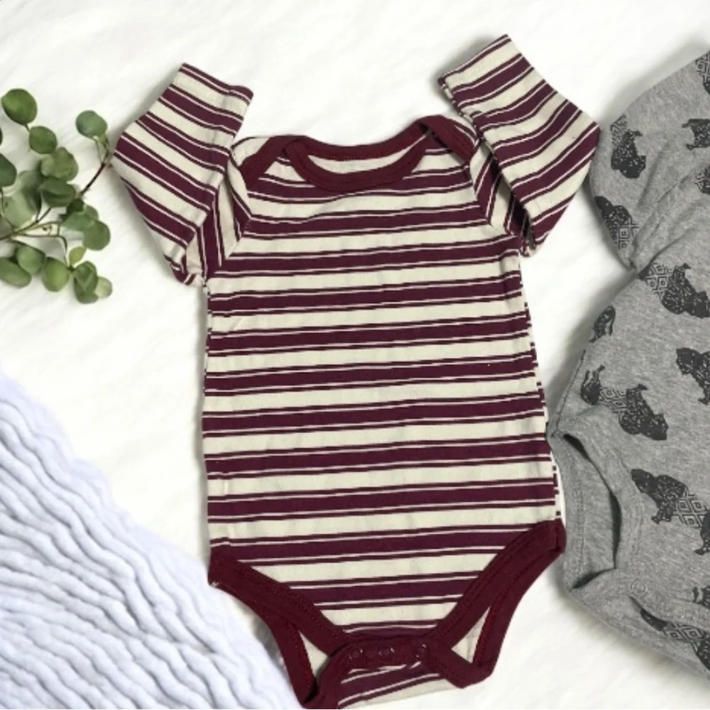 Cozy Striped,Animal Print, and Football Design Baby  Bodysuit Set